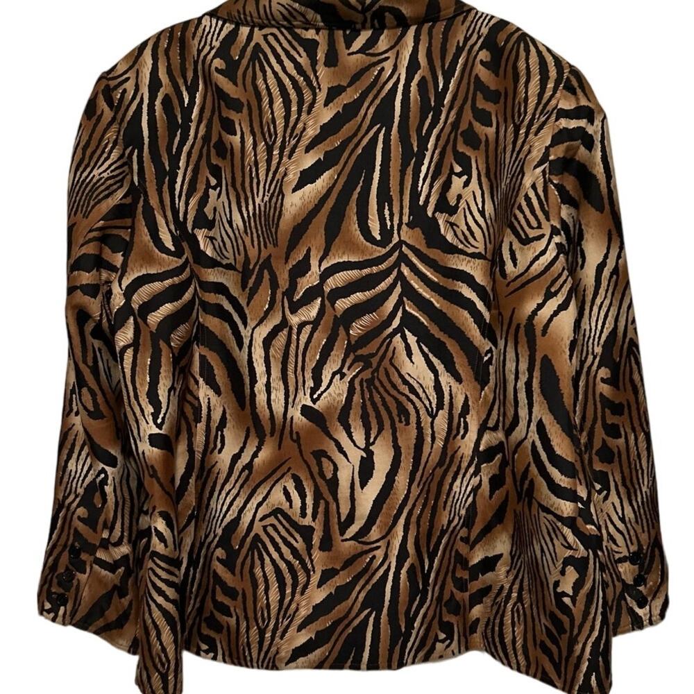 Anne Carson Women's Brown Black Animal Print Jacket Two Button Pockets Size 3X - Picture 3 of 6